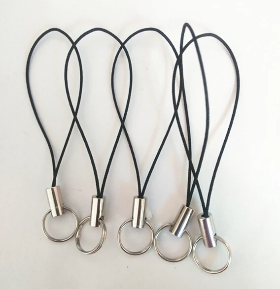 Ремешок для мобильных ключей 100 шт. двойные петли подвешивания Черная веревка