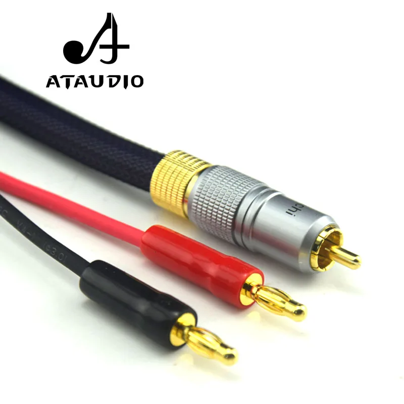 Кабель ATAUDIO Hi Fi RCA на 2 бананового Jack 6N OFC одна двойная вилка типа банан кабель