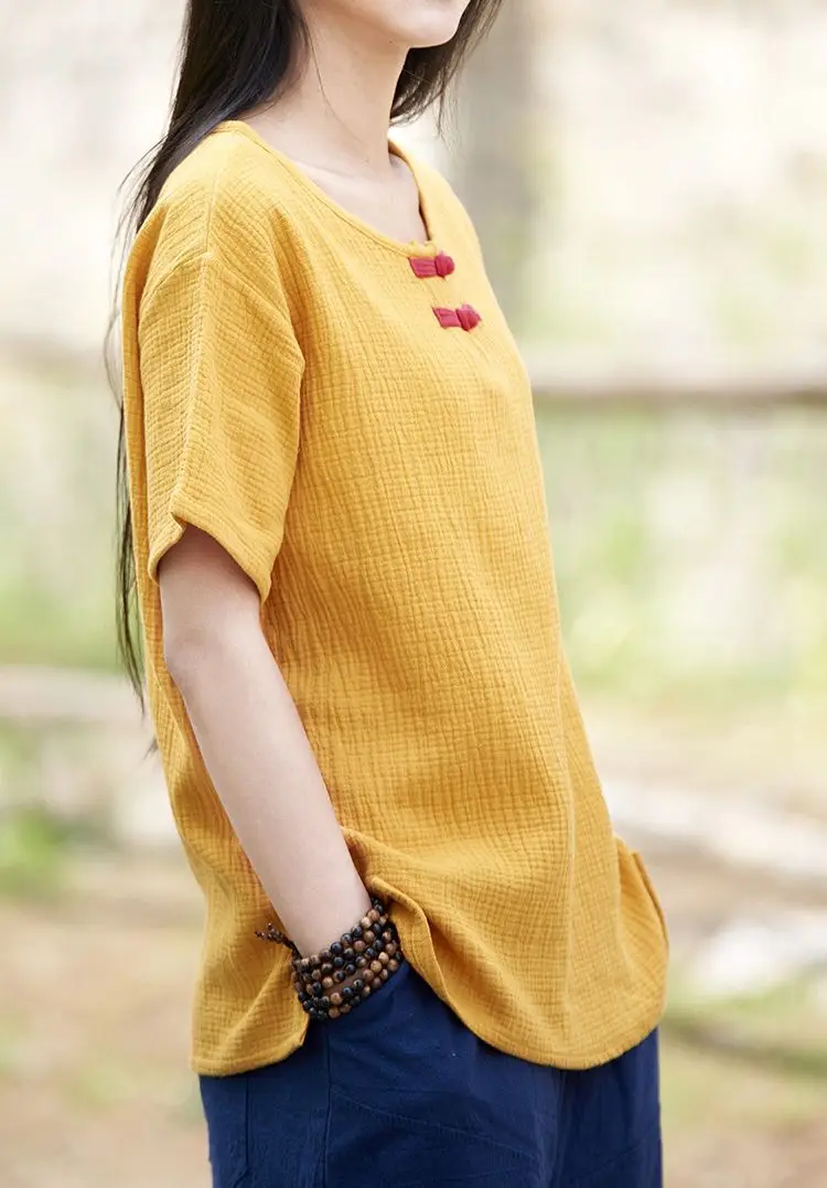 Summer 4color blue/red/yellow women cotton&amplinen tai chi suit shor sleeve uniforms zen nun lay meditation martial arts shirts | Спорт и