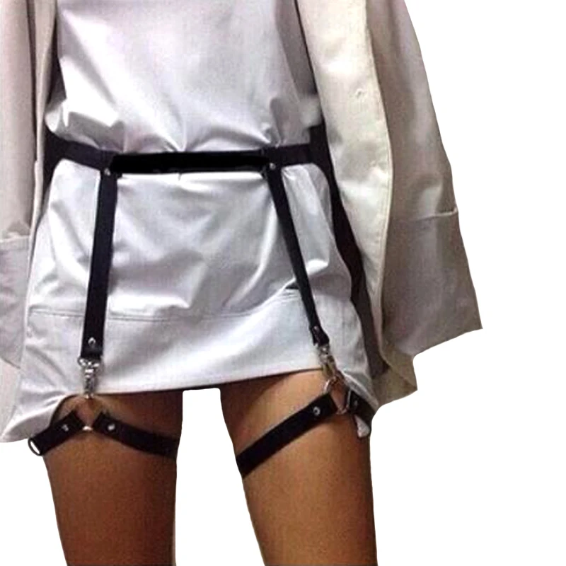 

Fashion Handmade Leather Harness Body Bondage Thigh Loop Harness Waist Cincher Belt Straps Garter Belt accessories