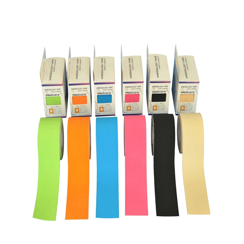 

6 Rolls Synthetic Athletic Kinesiology Tape Viscose 5cm5m Sport Tape Strapping Football Basketball Elbow and Knee Pads