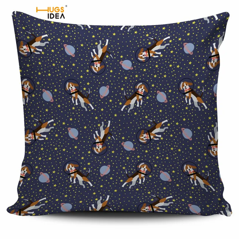 Чехол для подушки HUGSIDEA Space Westie/Beagle/Dachshund/Golden Подушка с ретривером квадратная