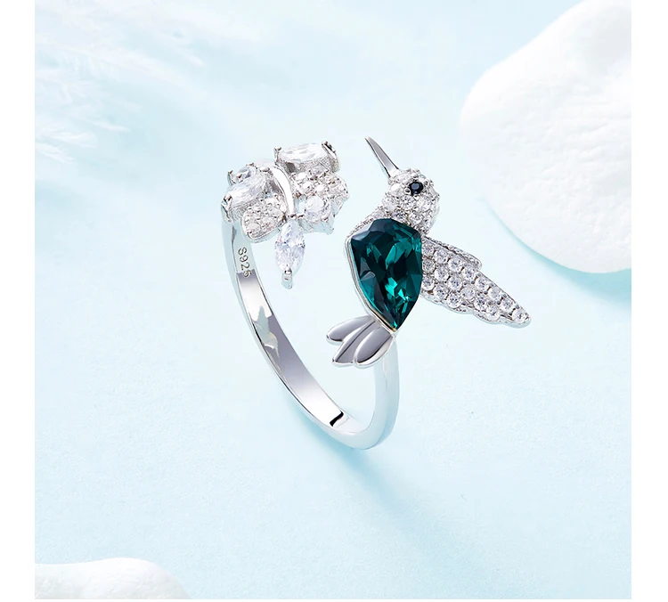 CDE 925 серебряное кольцо, украшенное кристаллами, женские кольца Ringen Voor Vrouwen, Открытое кольцо с птицей, ювелирные изделия с животными, подарки