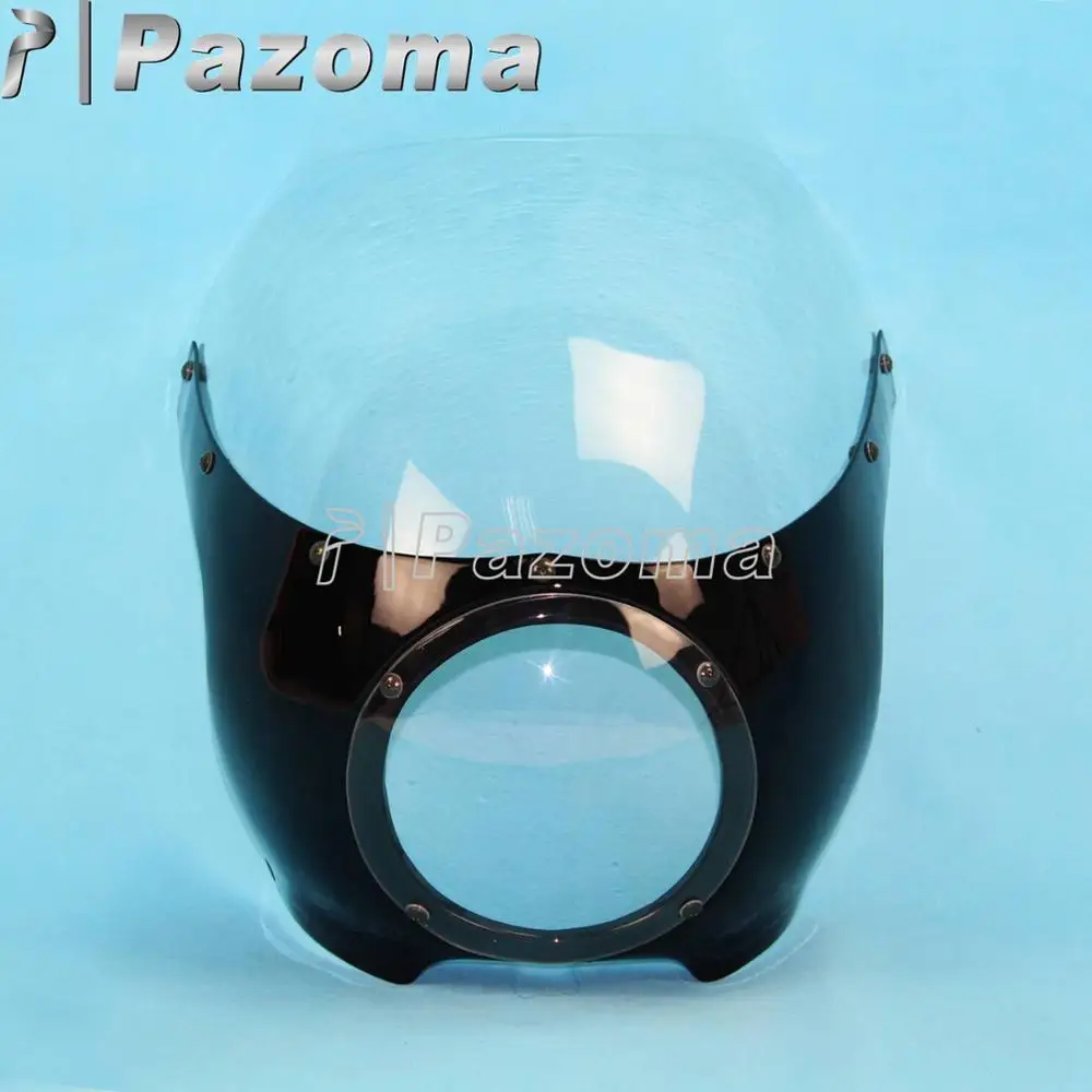gloss black clear Черный и дым 5-3/" фары ветровые дефлекторы лобовое стекло Supermoto Кафе Racer Стиль Drag Racing Viper обтекатель ветрового стекла - Цвет: gloss black clear
