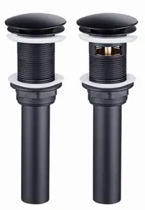 Раковина для ванной комнаты из твердой латуни, всплывающее слив с матовым черным цветом, детали для ванной комнаты с краном и без переливания DR335