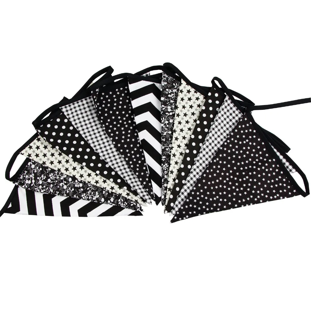 3 2 м черный белый волнистый тканевый бандаж флаги ручной работы баннеры для