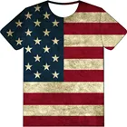 Детская футболка в полоску, с американским флагом