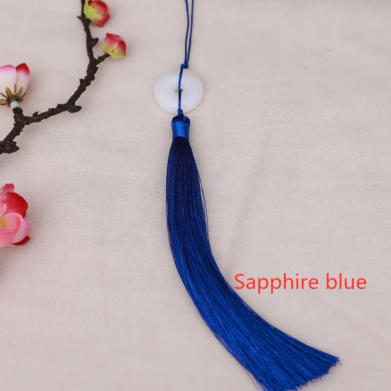 Sapphire blue 5 шт. белая Нефритовая пряжка с символом мира кисточкой самодельный брелок шапки ремни Подвески для изготовления украшений занавес Подвеска для изготовления аксессуаров ремесло кисточкой - Цвет: Sapphire blue