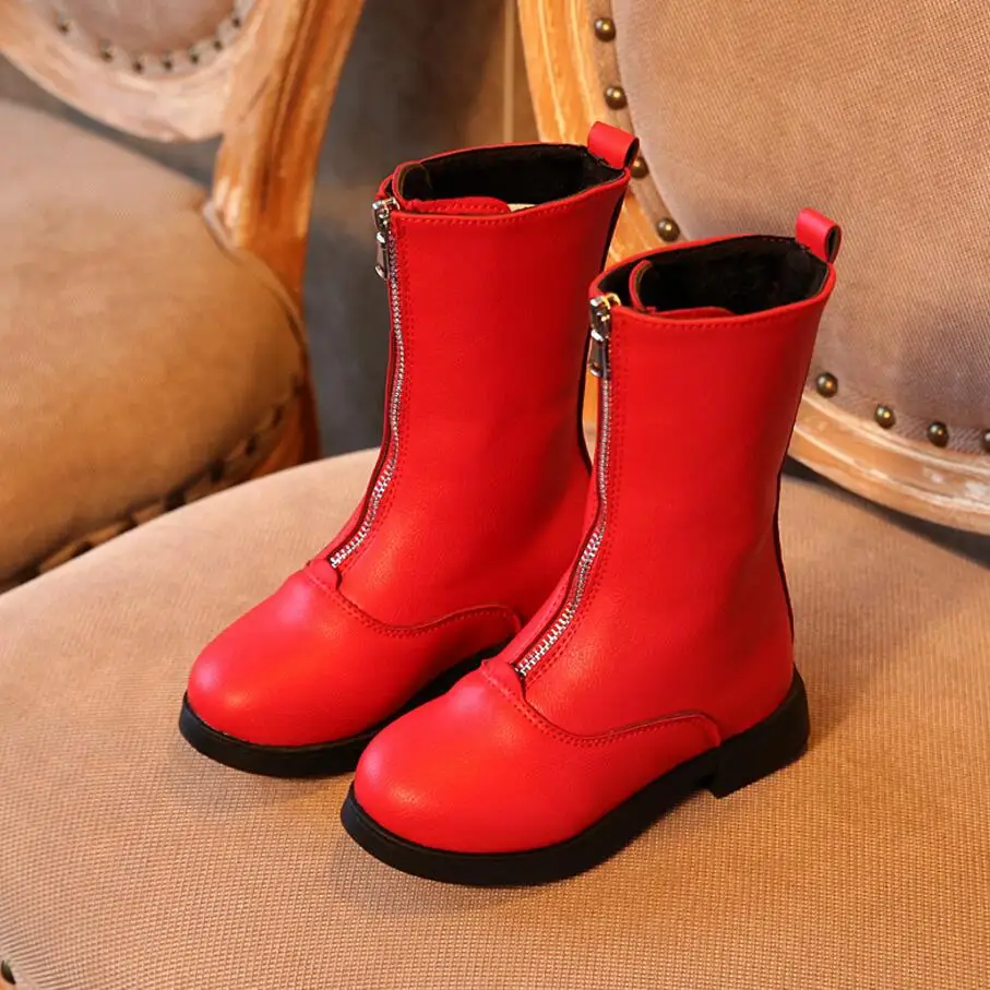 Кожаные ботинки для девочек; Chaussure Enfant; детские ботинки; зимняя обувь для мальчиков и девочек; детские резиновые сапоги; высокие сапоги из искусственной кожи