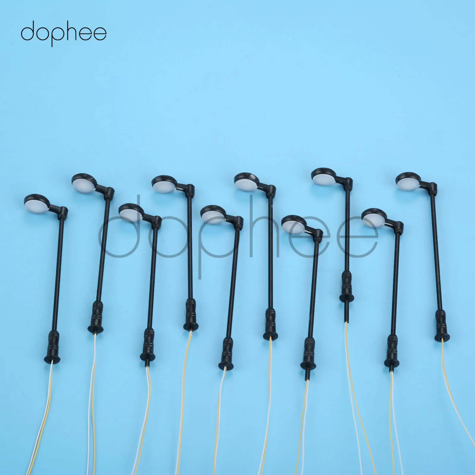 

dophee 10pcs Model Railway Train Lamp Post Street Lights HO Scale 1:50 LED 3V NEW Miniature Single Head