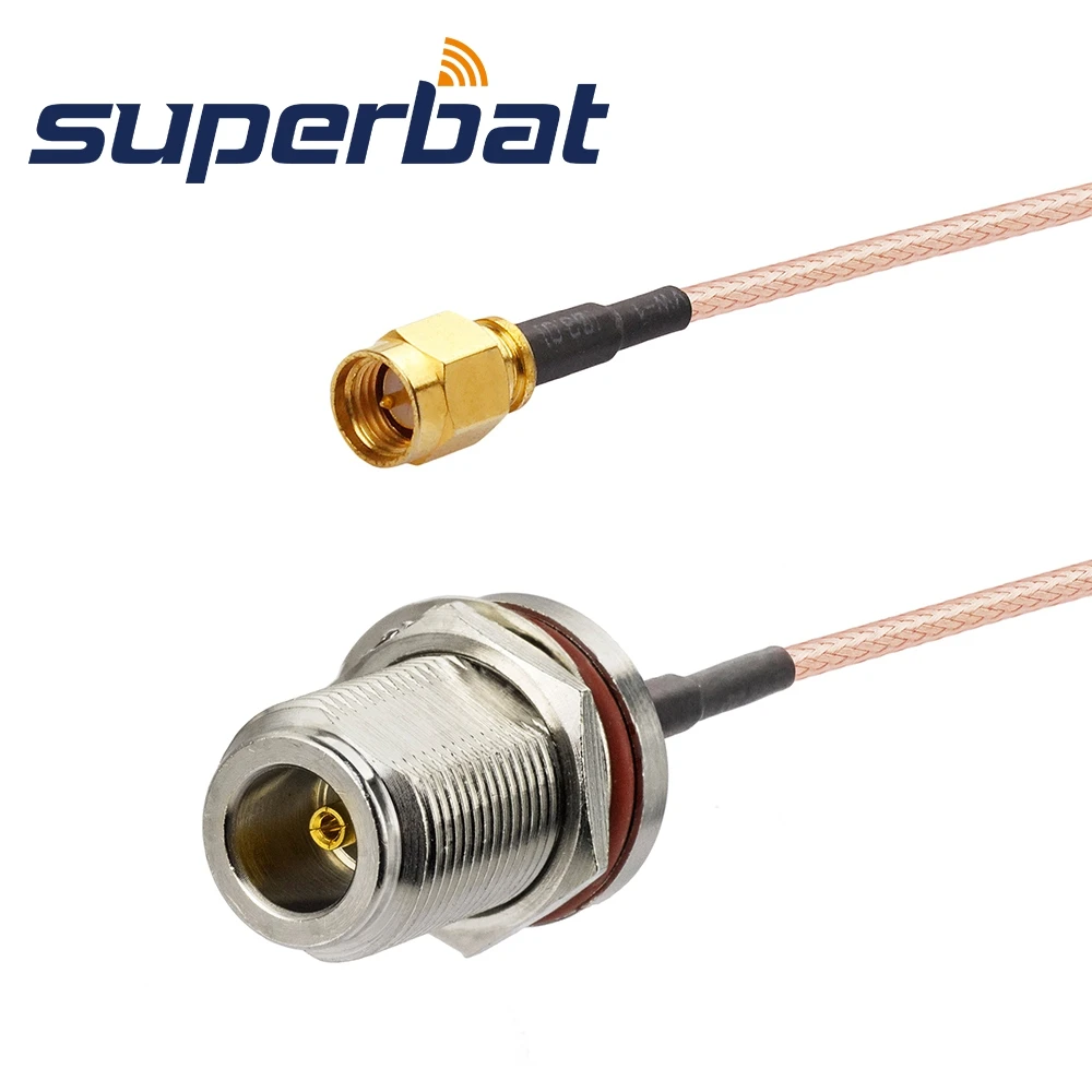 Superbat N Female Bulkhead O-ring to SMA Male Straight Pigtail Cable RG316 25cm for Wireless