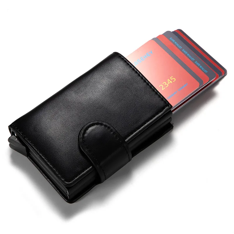 Держатель для удостоверения личности алюминиевые двойные коробки PU кожа RFID