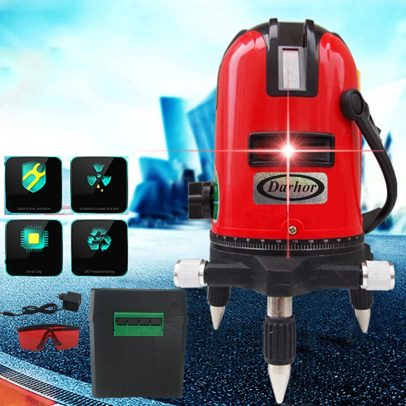 DARHOR 5 Line 6 Points Lazer Level 360 Degree Rotary Cross Laser Nivel a Tilt Lines Levels trena de medir | Инструменты