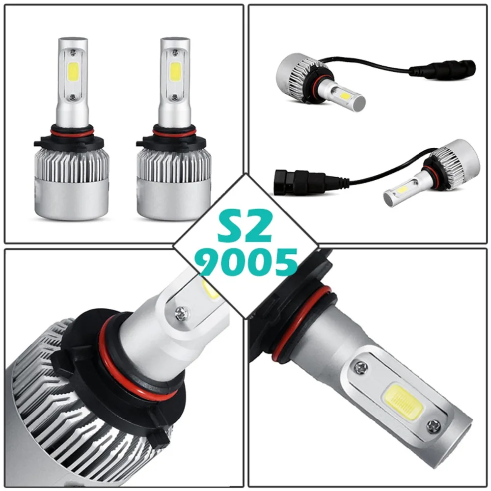 1 пара комплект светодиодных фар противотуманных S2 9005 LED 6000 K ближнего света