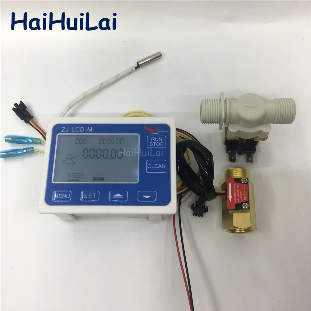ZJ LCD M измерительный контроллер + датчик температуры 1/2 &quotДатчик потока клапан для