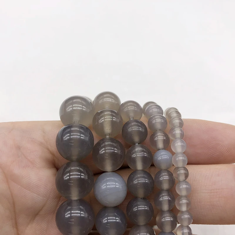 Natural Gem Stone Gray Agat Round Loose Beads 4/6/8/10/12/14MM Onyx Diy Jewelry Making Accessories | Украшения и аксессуары