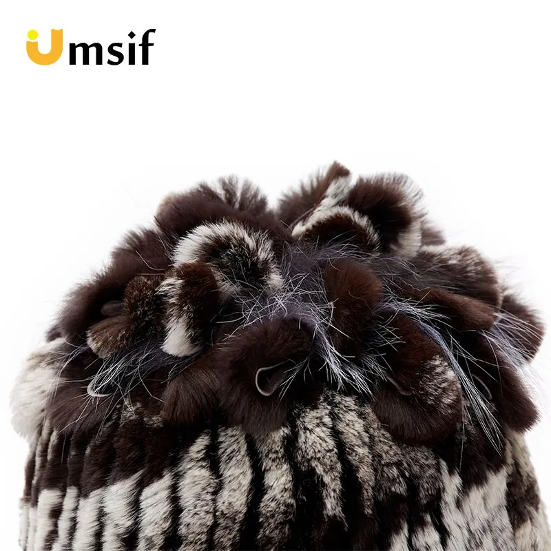 Новинка, зимняя женская шапка,, настоящий мех кролика, skullies& beanies, женские вязаные шапки, зимняя шапка для женщин, толстая шапочка для девочек