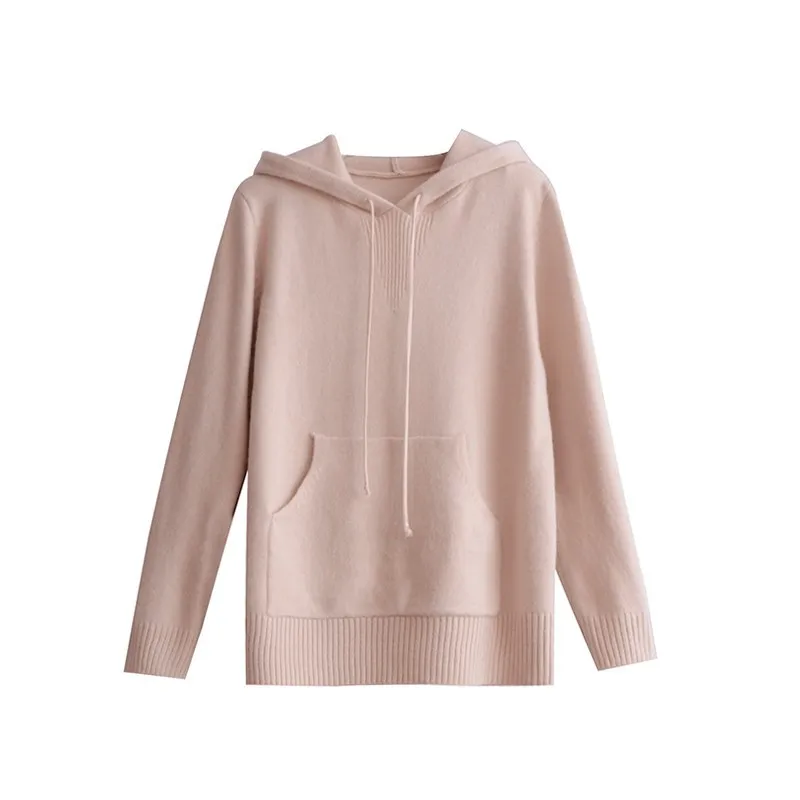 OMCHION Pull Femme 2018 Korean Solid Hooded Sweater Women Casual Loose Pocket Female Pullover Autumn Winter Jumper LMM44 | Женская