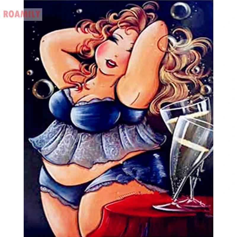 Алмазная живопись, полная дрель, толстые женщины, толстые дамы, полная квадратная/круглая, бриллиантовая вышивка, стразы