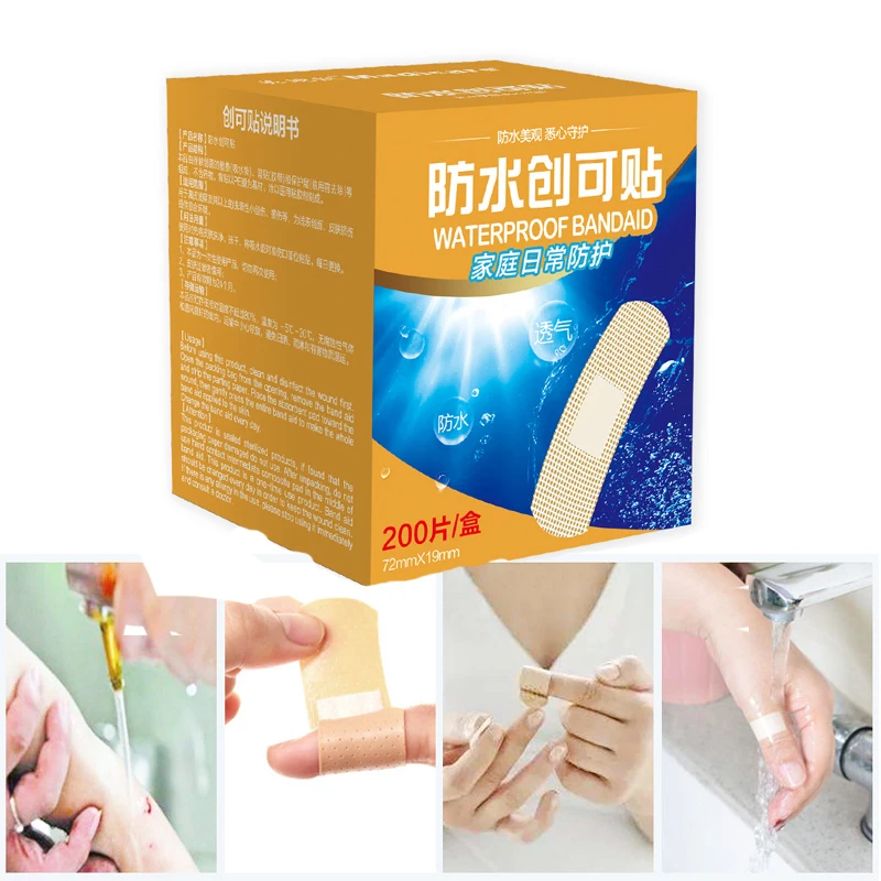200pcs Waterproof Breathable Band Aid Hemostasis Adhesive Bandages Invisible wound Plaster Medical Anti Bacteria Band Home care