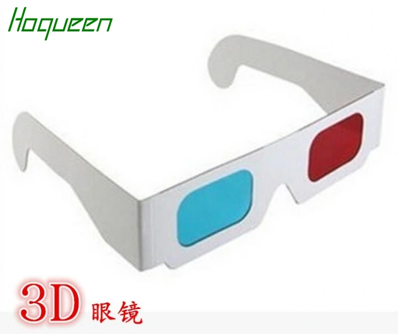 Hoqueen Высокая популярность 1000 шт * бумага 3D очки Красный Синий Бумажная оправа
