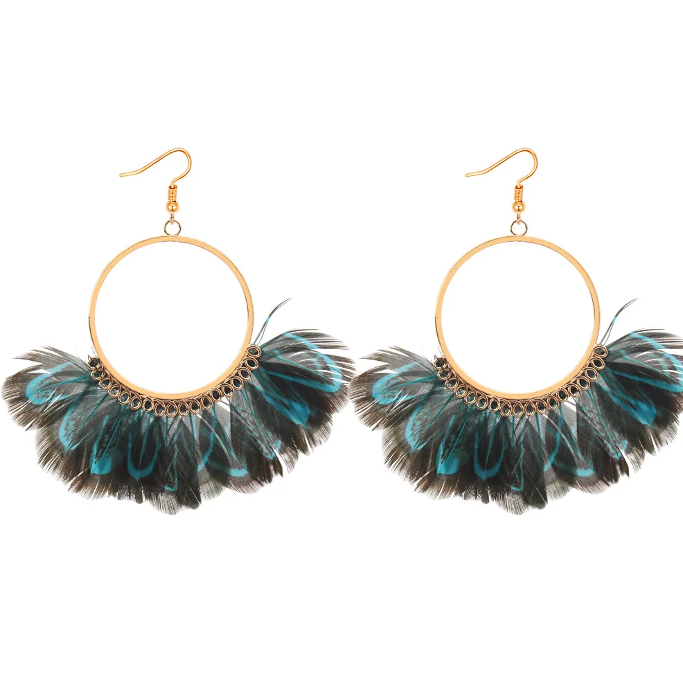 2018 Новые Длинные кисточкой моды перо Стиль Этническая Boho Большой HookDangle заявление