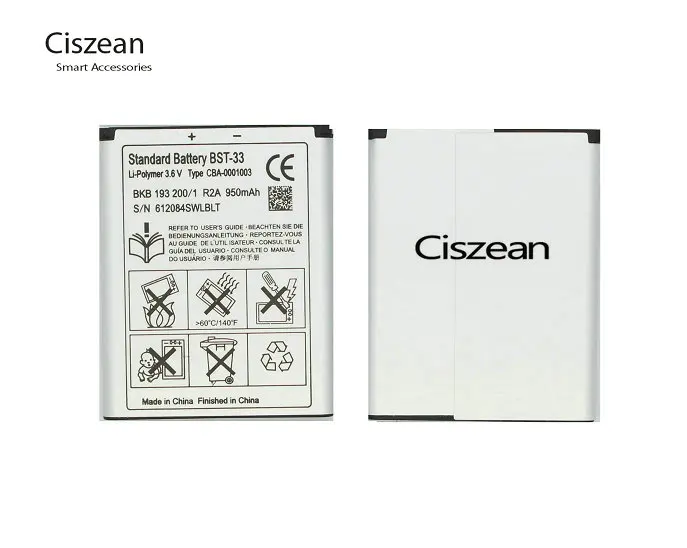 Ciszean 2 шт. BST-33 950 мАч Сменный аккумулятор для смартфона + зарядное устройство с