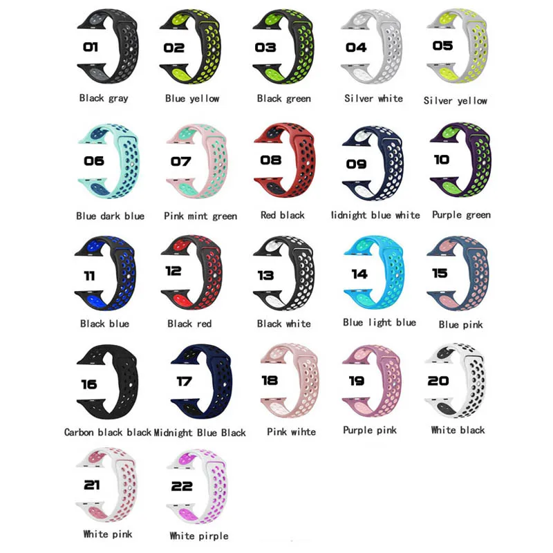 Цветной мягкий силиконовый спортивный ремешок для Apple Watch Series 1 2 3 4 38 мм 42