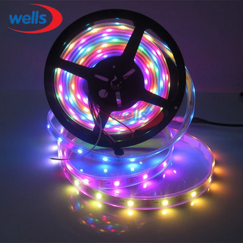 4M/5M Full Color WS2812B Smart Pixel Control Led Strip 30/60/144leds/m Individually Addressable 5V Waterproof/Non- Waterproof