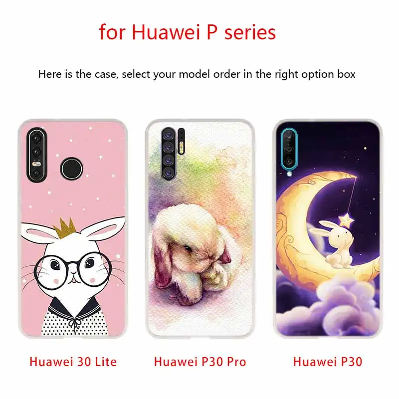 Мягкий чехол для Huawei P40 P30 P20 Pro P10 Lite e Plus P Smart Z 2020 2019 с милым кроликом | Мобильные