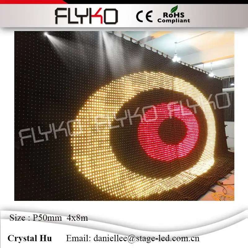 2016 FLYKO горячий новый фонарик P50 мм led видео занавес украшение на сцене 4x8 м | Лампы и