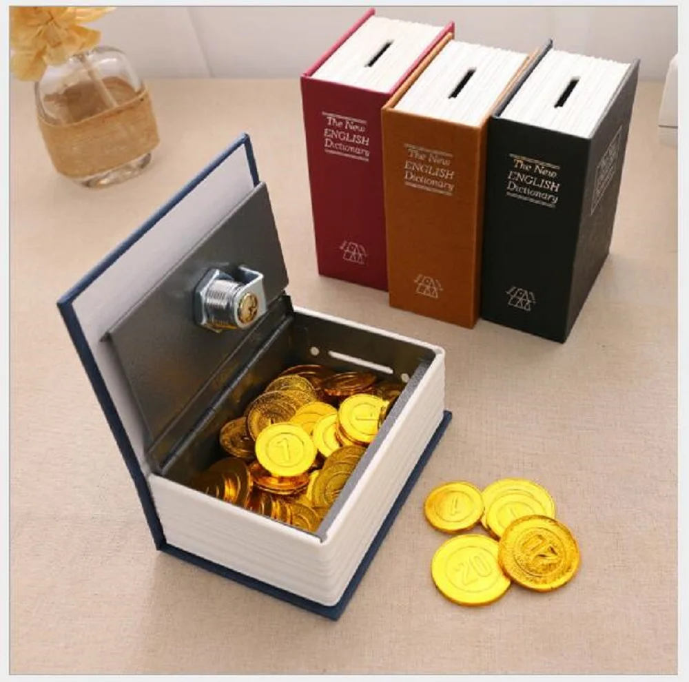 

Dictionary Mini Safe Box Book Money Hide Secret Security Safe Lock Cash Money Coin Storage Jewellery key Locker Kid Gift