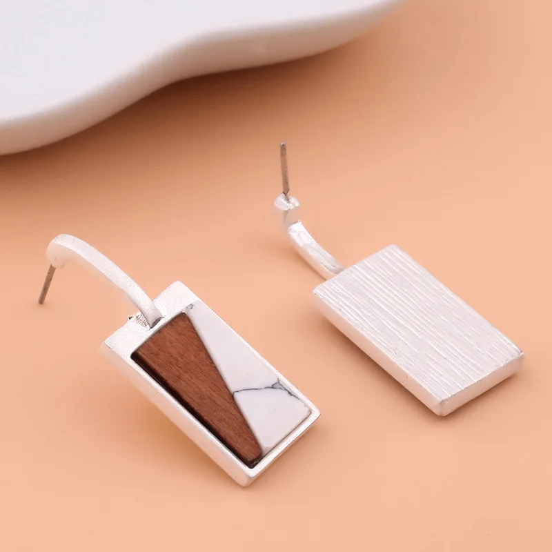 Earrings Retro Rectangular Wood Pendant Jewelry for Women Party Wedding M8694 | Украшения и аксессуары