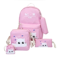 women backpack cat printing oxford school bags for teenager girls preppy style 5 setpc rucksack cute book bag mochila feminina