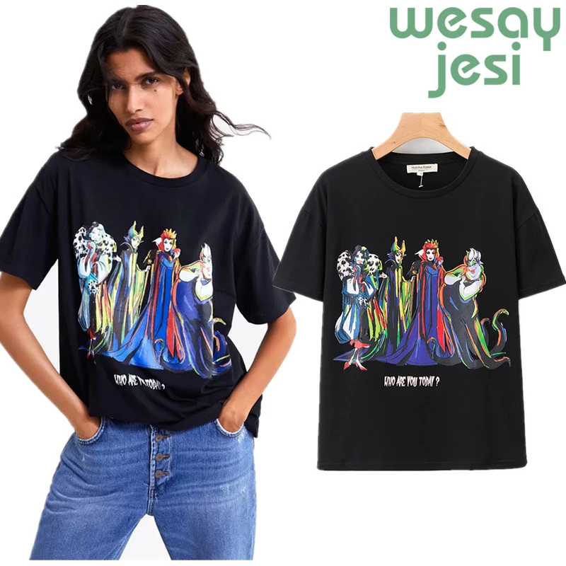 2019 Футболка женская в английском стиле с принтом мультяшная королева летняя