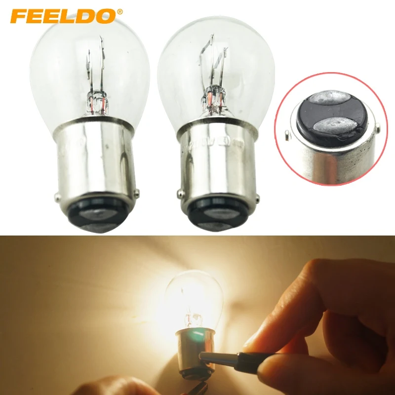 FEELDO 10Pcs 1157 BA15D P21/5W S25 12V Car Clear Glass Lamp Brake Tail Bulb Car Indicator Halogen Lamp #FD-2722
