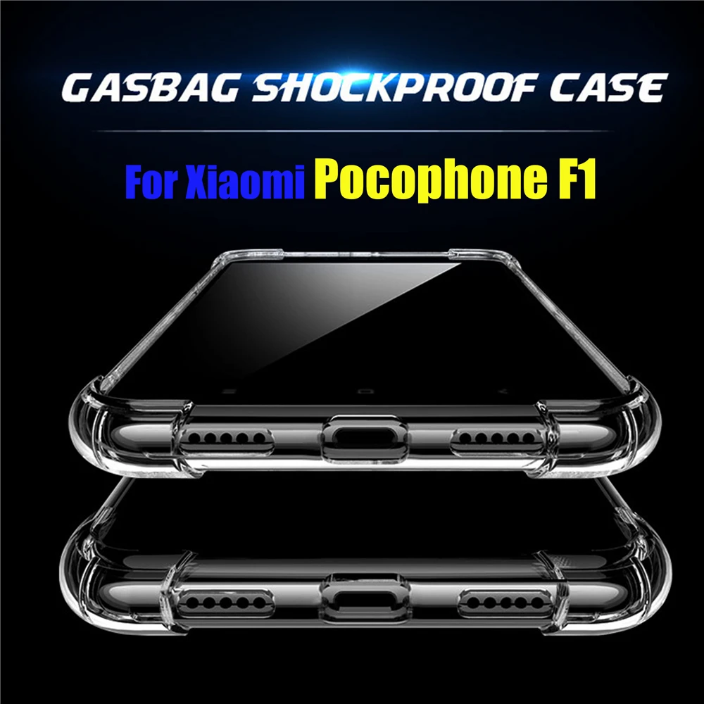 Антидетонационных прозрачный силиконовый чехол для Xiaomi Pocophone F1 тонкий телефона