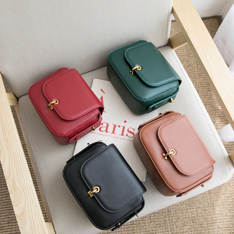 

WOONAM Women Fashion Top Grain Genuine Calf Leather Small Flap Box Shoulder Bag Satchel Handbag WB643
