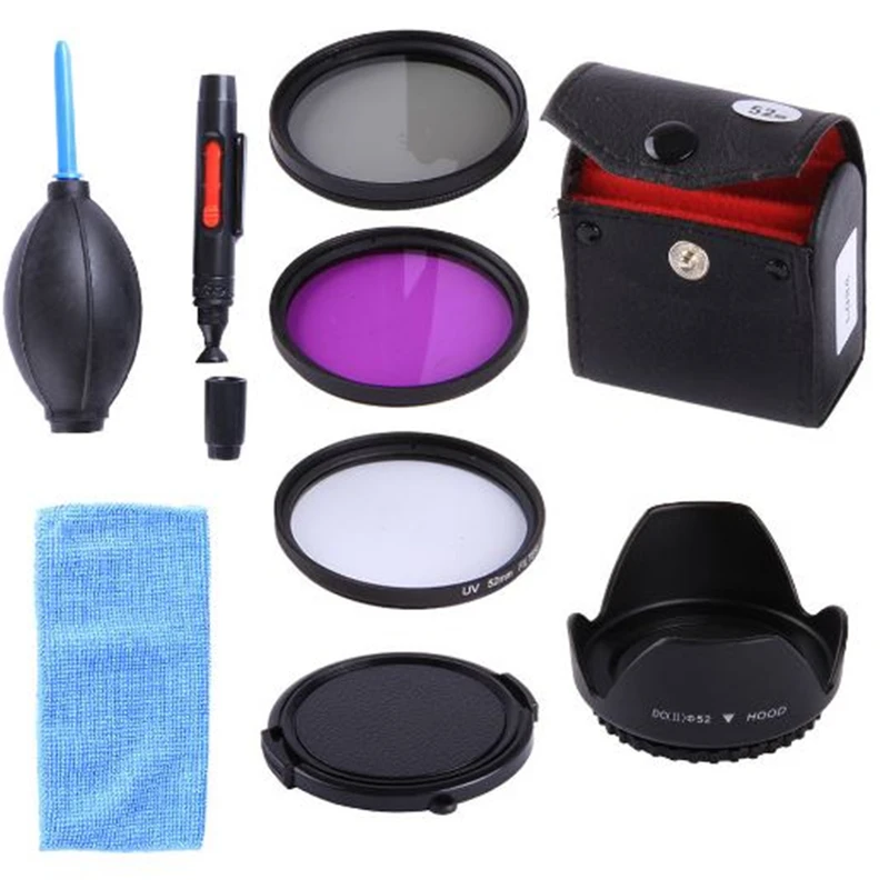 52 55 58 62 67 72 77mm Slim UV CPL FLD Filter Kit + Lens hood &amp Camera lens cover For Canon Nikon Video |