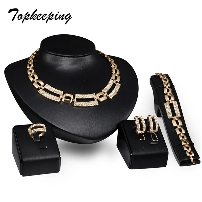 4 шт. комплект ювелирных изделий из колье браслета кольца и сережек|designer jewelry