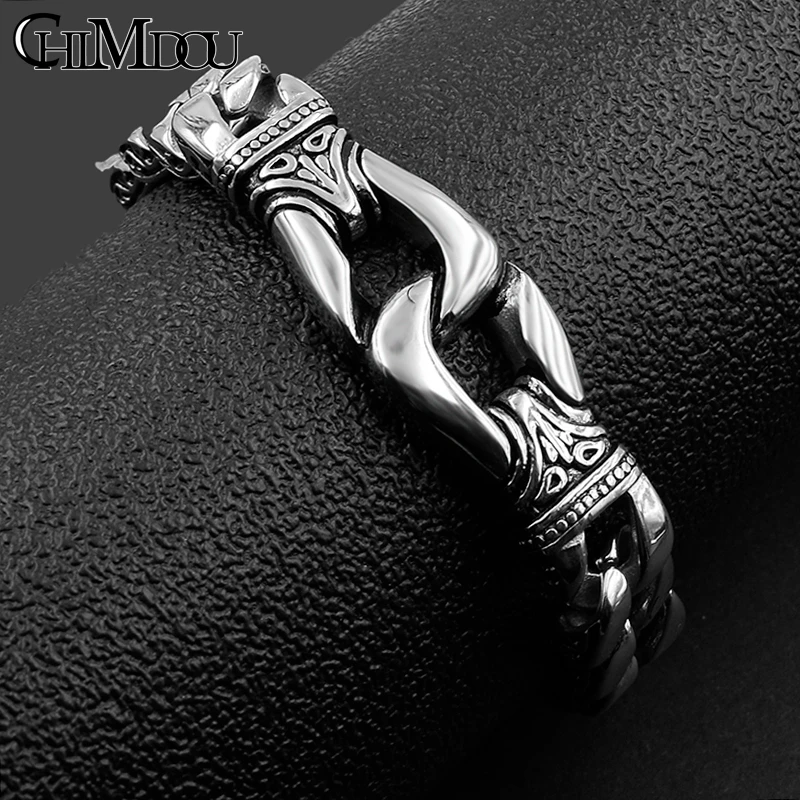 CHIMDOU модные Нержавеющая сталь браслет Для мужчин цепи Цветы Узор Ювелирные изделия байкер высокое качество AB541