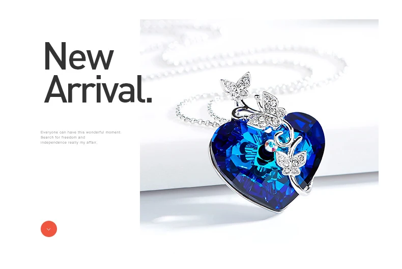 CDE кулон ожерелье украшено кристаллами от Swarovski сердце бабочка ювелирное ожерелье модный изящный драгоценный подарок