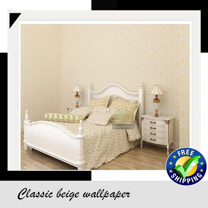 

Good for bed room living room wedding house room Classic beige wallpaper roll