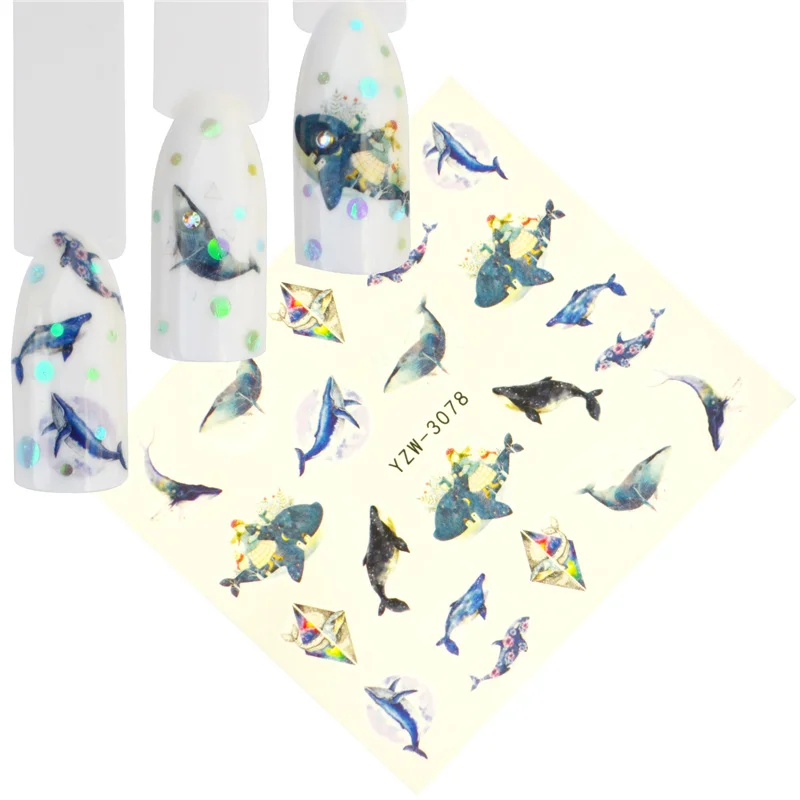 

1 PC Nail Whale series Gemstone Necklace Perfectly Combined Pattern Water Transfer Stickers Nail Decals Tattoo Sticker Design