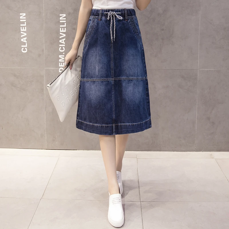 Ailegogo новинка весна лето женская джинсовая миди юбка повседневная модная высокая