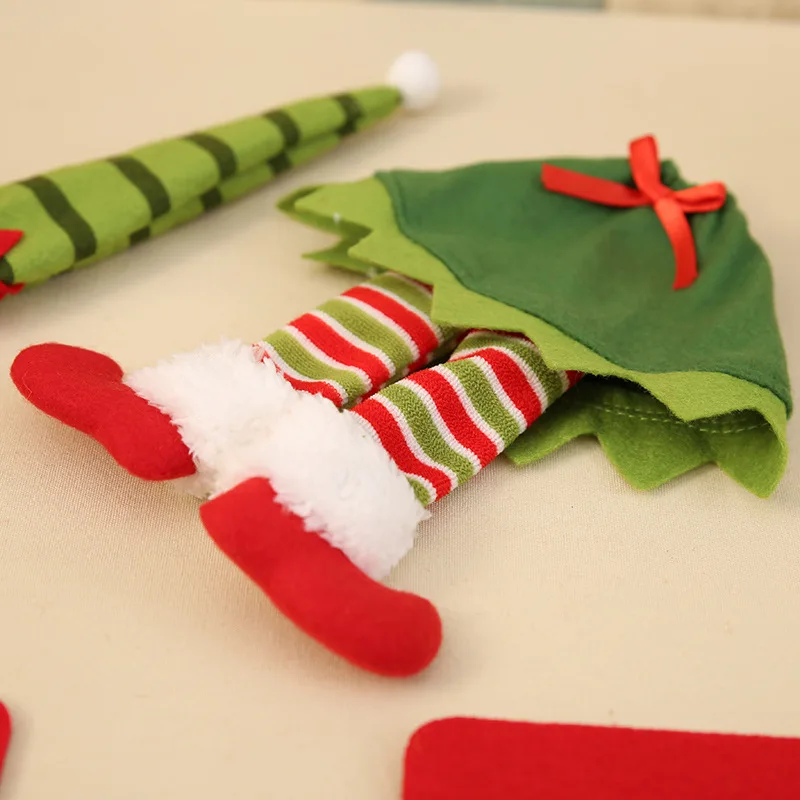 Christmas Red Wine Bottle Holder Cover Bag Elf Champagne Set Xmas Decors Table Decorations for Home | Дом и сад