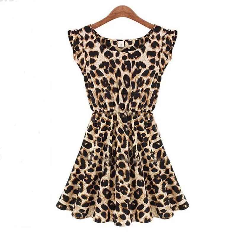 summer nightclub sexy printed dress women sleeveless round-neck leopard dresses female vestido | Женская одежда