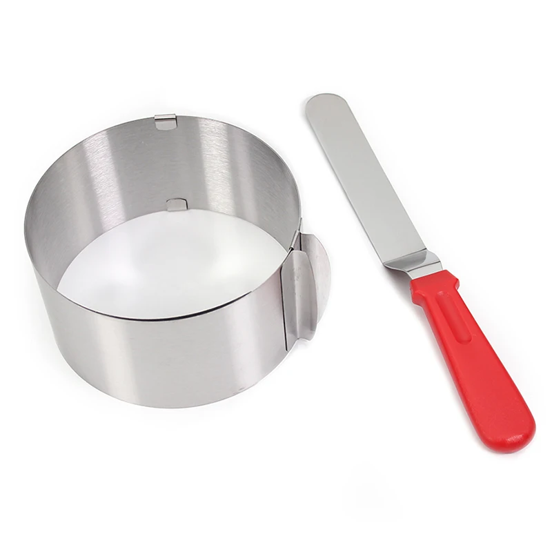Stainless Steel Cake Mousse Mold and Spatula Adjustable Round Decoration Bakeware Ring DIY Pastry Gadgets set of 2|Принадлежности