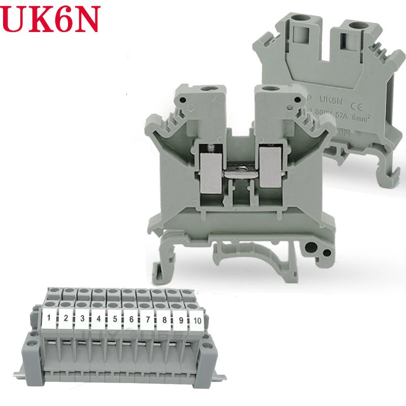 Клеммные колодки с винтовым зажимом UK6N UK Series DIN Rail|block edges|clamp on power meterclamp loading |