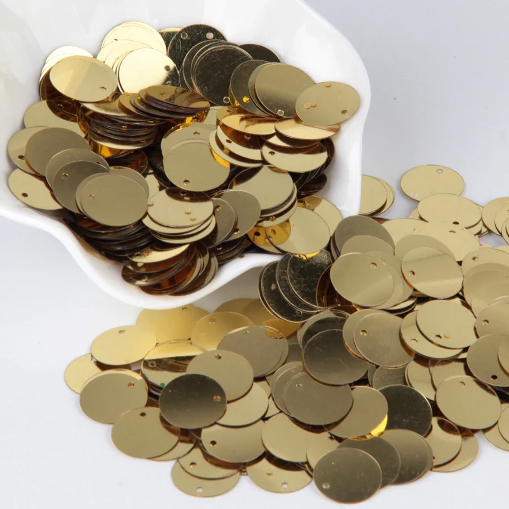 15mm light gold Золотые блестки 3 мм-30 мм плоские круглые ПВХ свободные блестки для рукоделия блестки Швейные украшения DIY аксессуары Lentejuelas Para Coser - Цвет: 15mm light gold